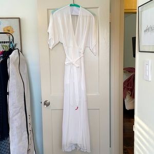 White wrap full length bridesmaids dress